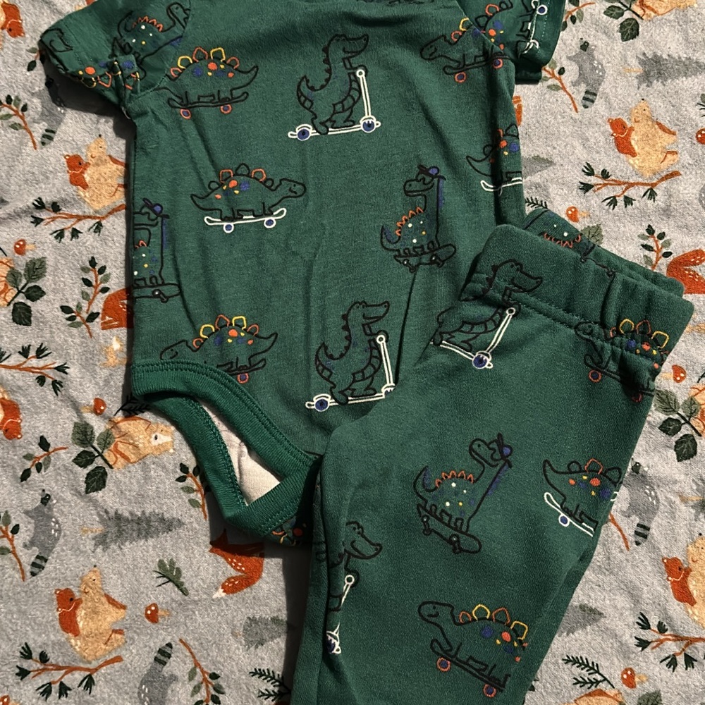 Green Dinosaur Baby Outfit